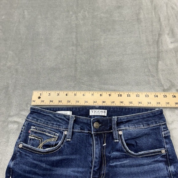 Vigoss Jeans Womens 6 Blue Bootcut Stretch Dark Wash Denim Pockets Logo Casual - Picture 3 of 9